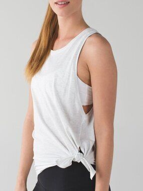 Lululemon Tie & Go Tank Heathered White Size 4